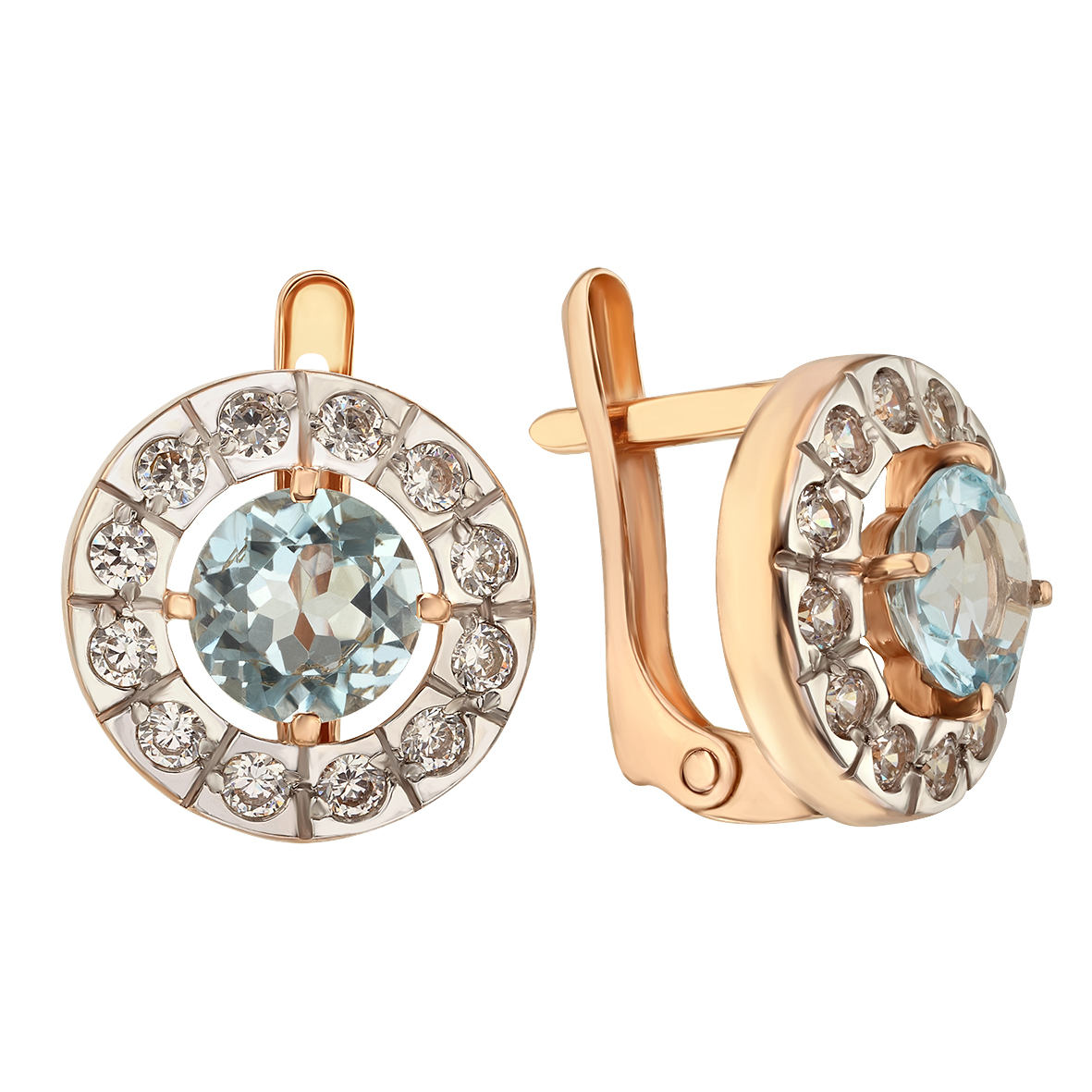 

Золотые серьги с голубым топазом и фианитами Tango Jewellery Company 441737