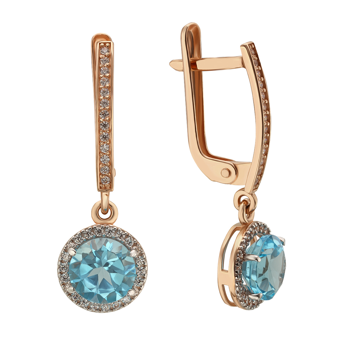 

Золотые серьги с голубым топазом и фианитами Tango Jewellery Company 441760