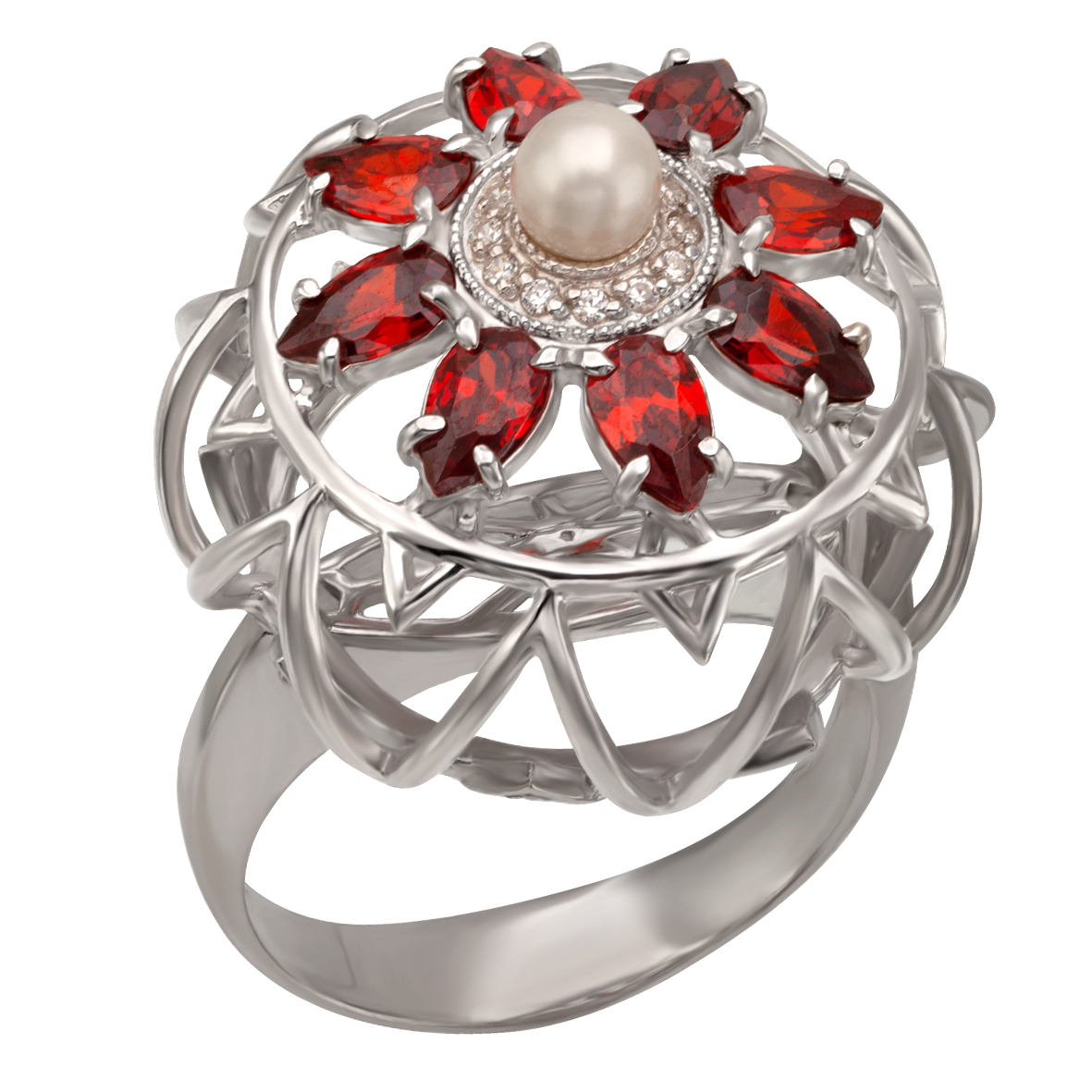 

Серебряное кольцо с жемчугом и фианитами Tango Jewellery Company 320851С размер 17
