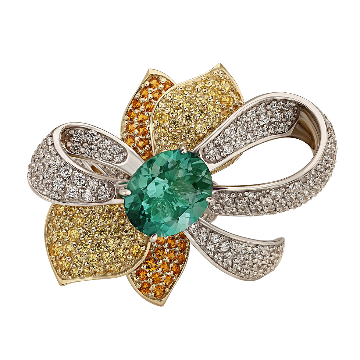

Кольцо в лимонном золоте с кварцем и фианитами Tango Jewellery Company 378786М размер 17.5