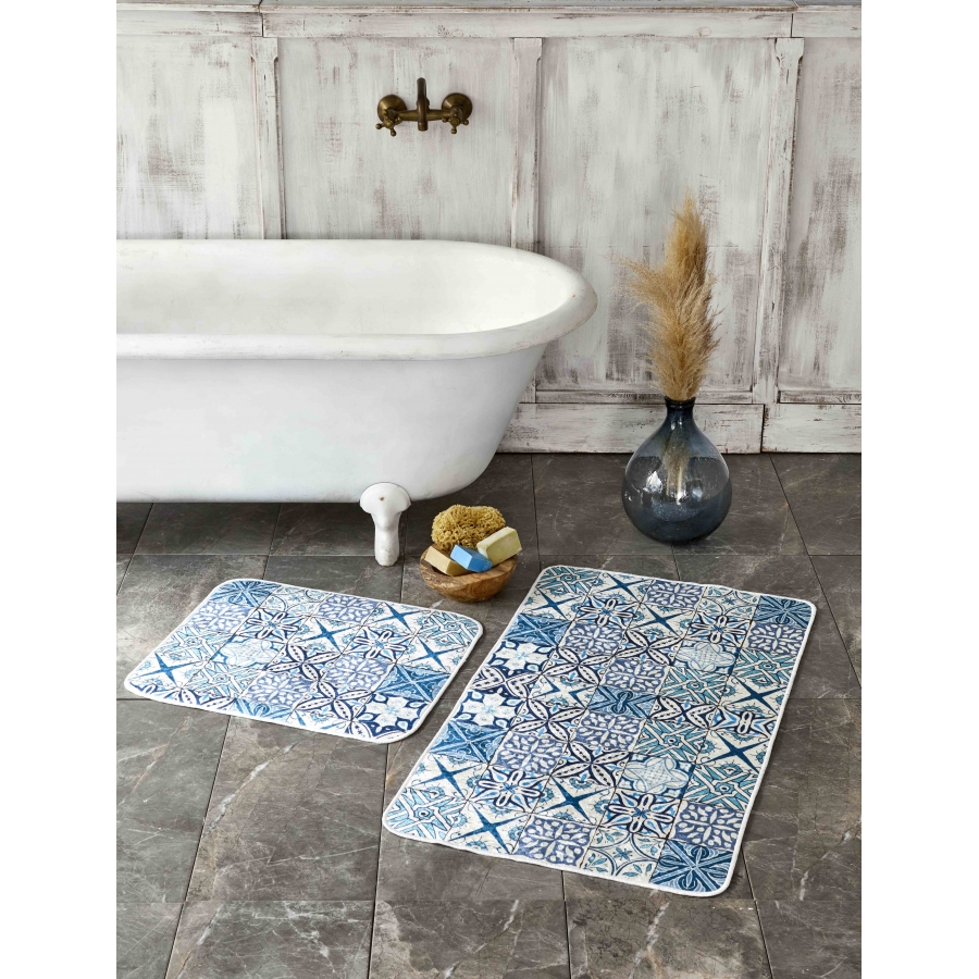 

Набор ковриков Karaca Home - Blue patch голубой 60*100+50*60 (svt-2000022268370)