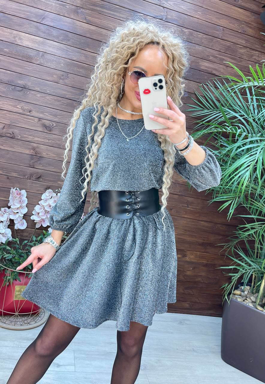 

Fashions • Платье блестящее Brease Fashions 42-48 серый (6157)