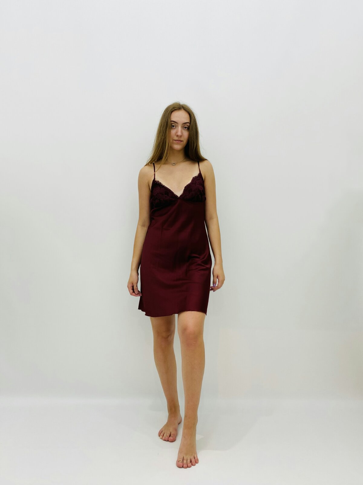 

Нічна сорочка шовк Glamur-underwear НС 3005  Бордо, Нічна сорочка шовк Glamur-underwear НС 3005 S Бордо
