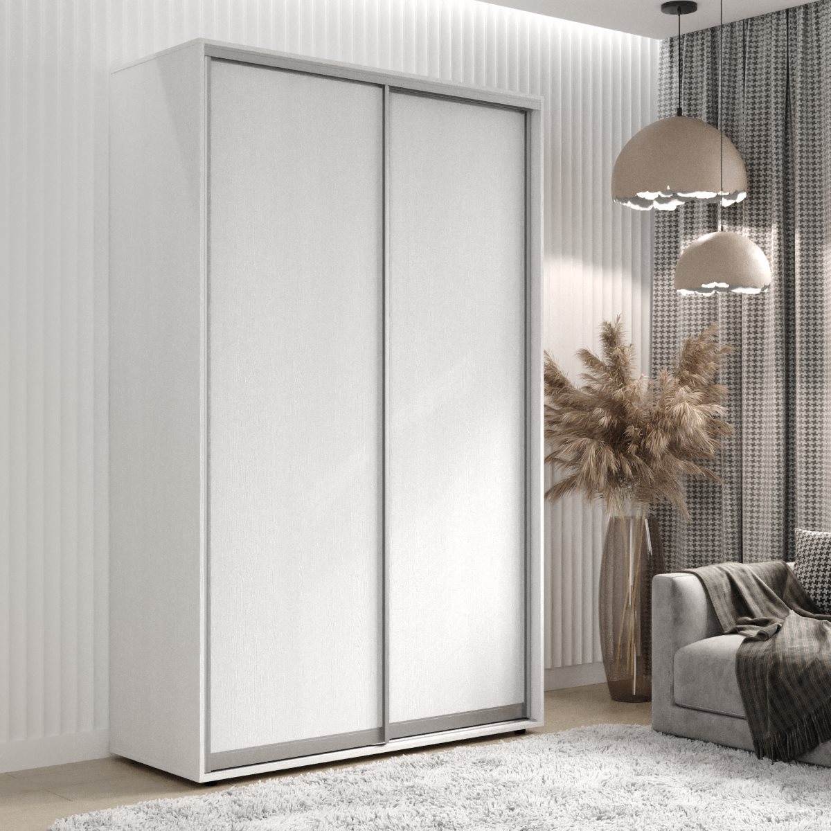 

Двухдверный шкаф купе Viant 3-7 150x60x220 Белый ДСП + ДСП