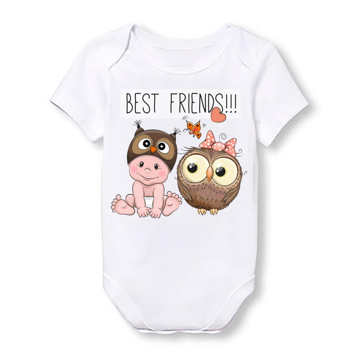 

Детское боди Push IT с принтом Малыш и совенок "Best friends!!!" 68, Белый