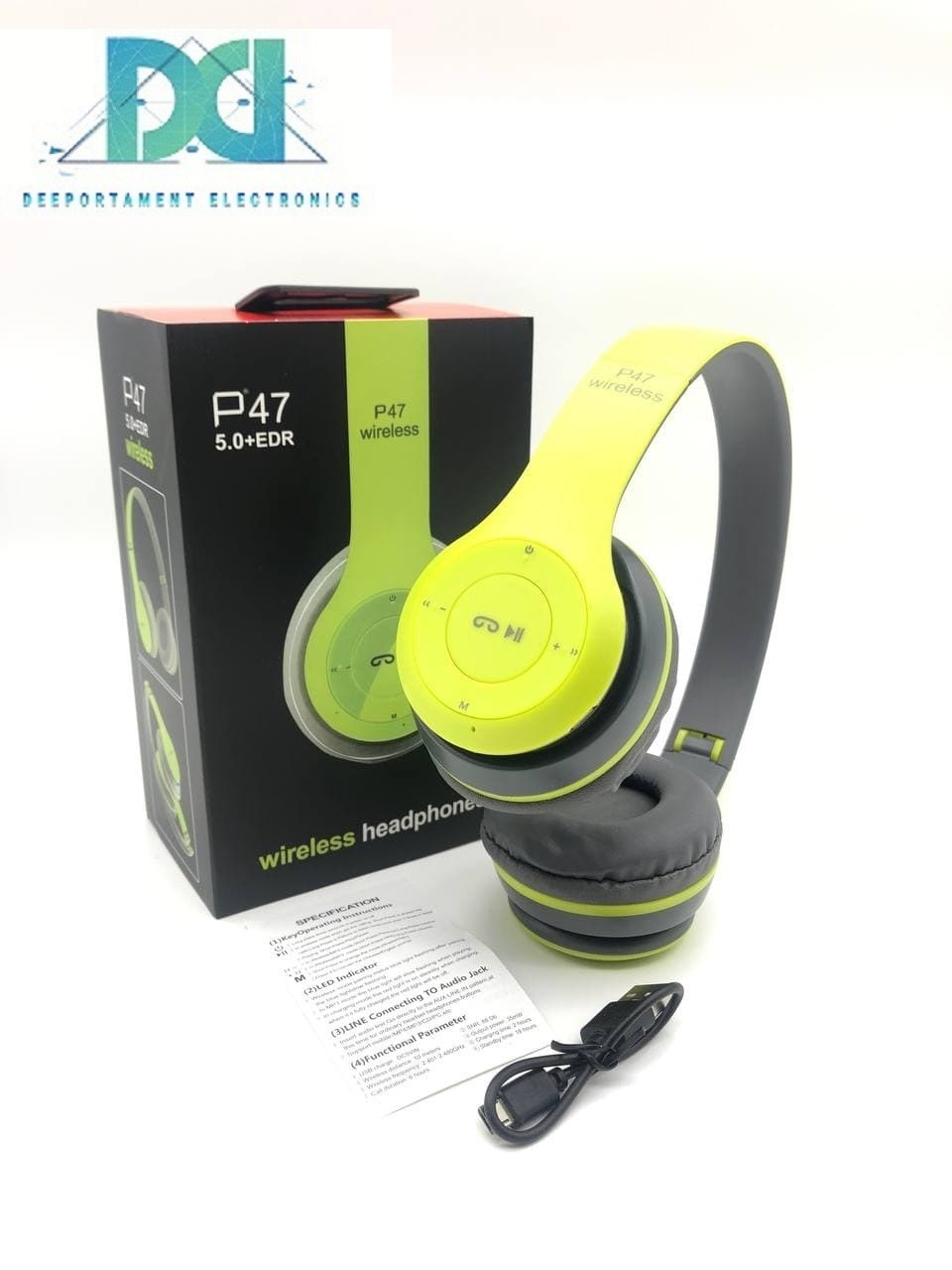 

Беспроводные Bluetooth наушники DC P47i (лимонные)