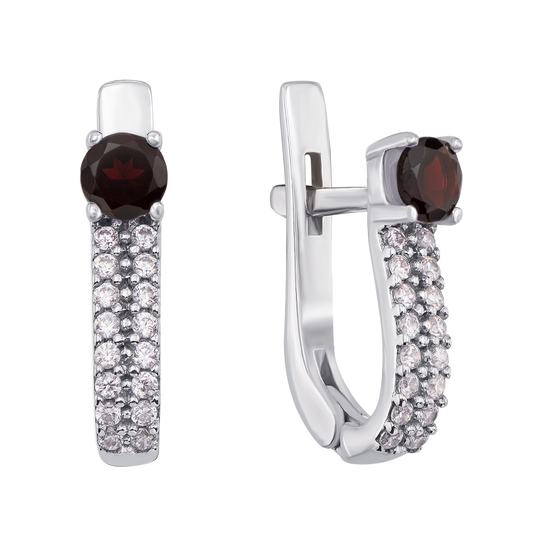

Серебряные серьги с гранатами и фианитами 000122438