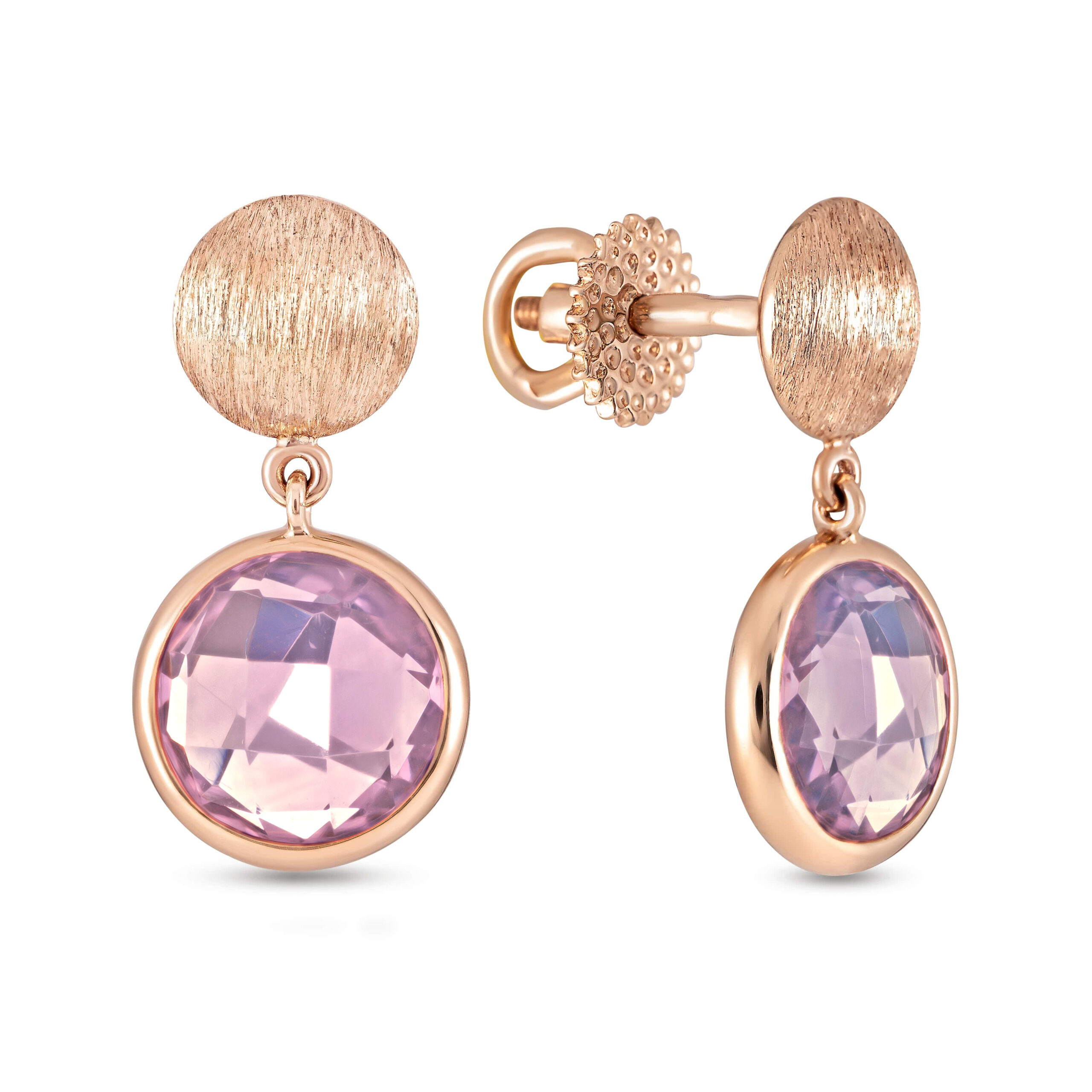 

Серьги в красном золоте с розовым кварцем КАМЕЯ 22500811.244.s459