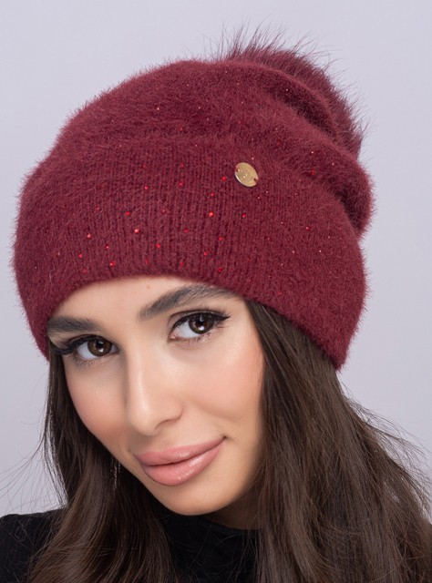 

Женская шапка DeMari Зара Бубон 53-57 Бордовый