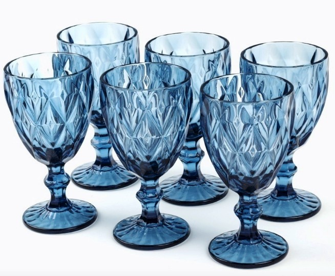 

Бокалы для вина из цветного стекла набор 6 шт Glassware 320 мл Синий