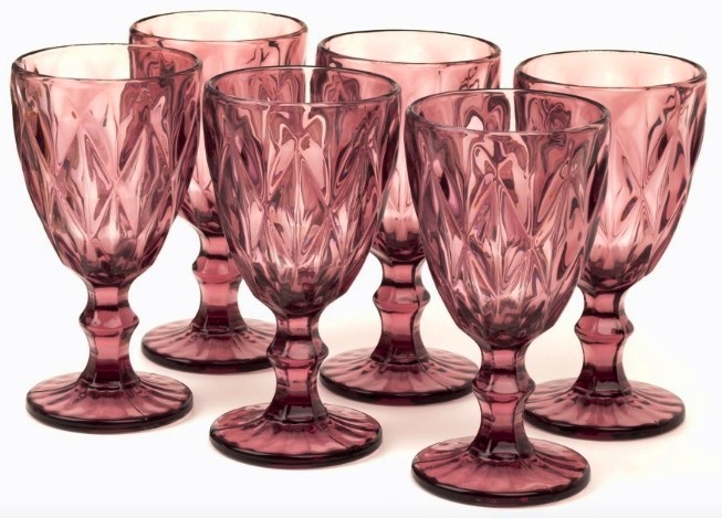 

Бокалы для вина из цветного стекла набор 6 шт Glassware 320 мл Красный