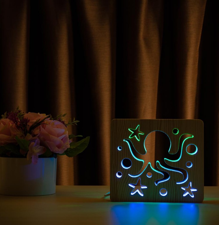 

Ночник светильник LED Осьминог с пультом и регулировкой цвета (двойной RGB)