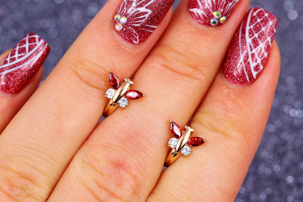 

Серьги Xuping Jewelry бабочки с красными крыльями 8 мм золотистые