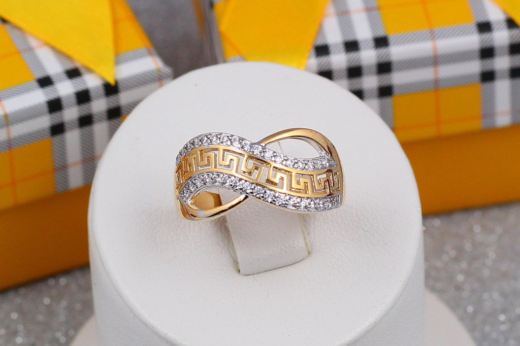 

Кольцо Xuping Jewelry бесконечность с греческим узором р 17 золотистое