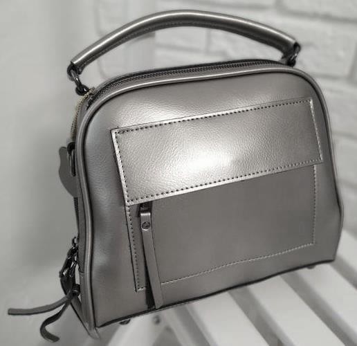 

Женская кожаная сумка Nobrand 1835 серебристая