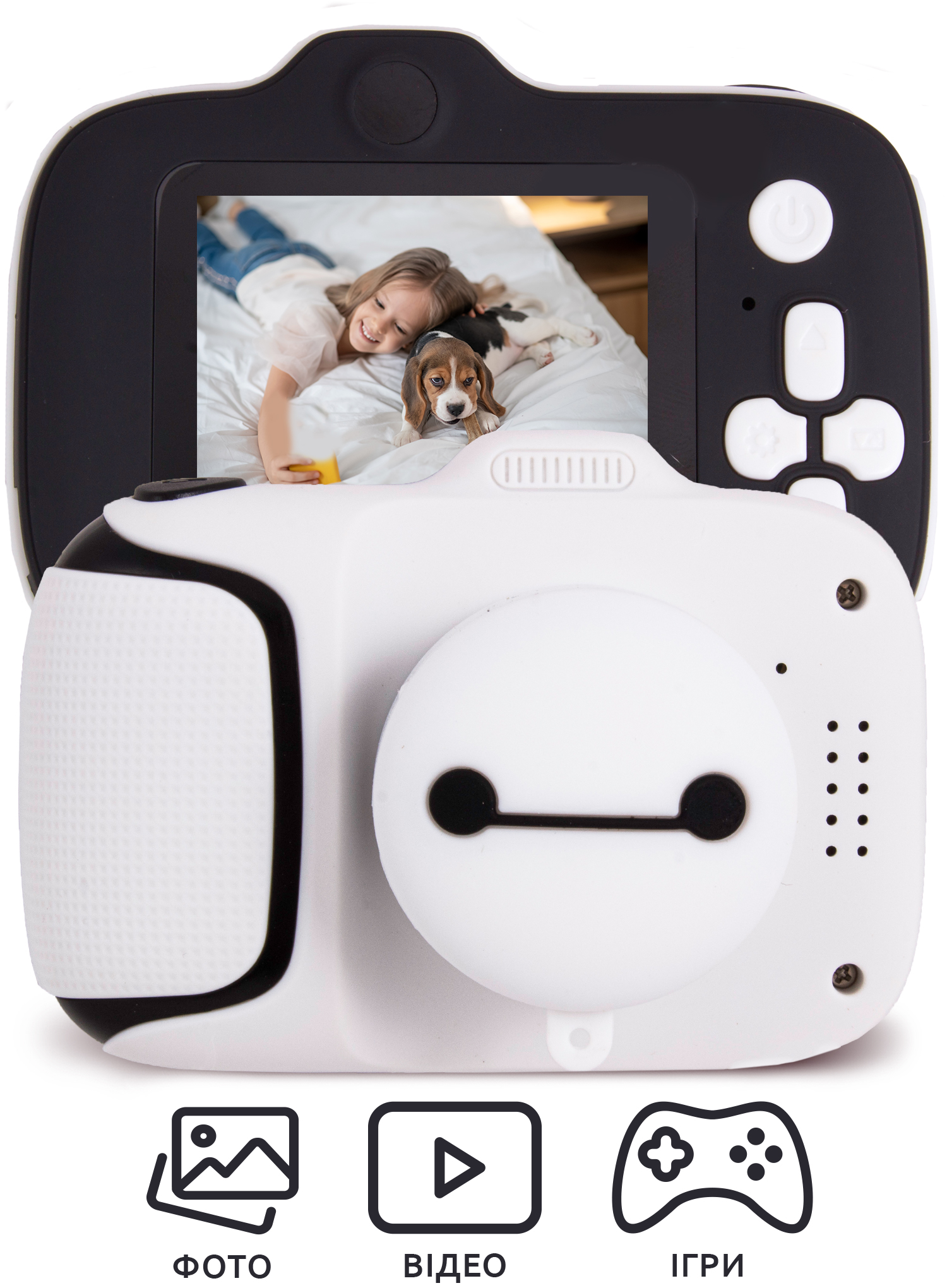 

Детский фотоаппарат Kids Camera Piggy Черный ударопрочный цифровой с камерой записью видео 5 играми игрушка для детей от 3 лет