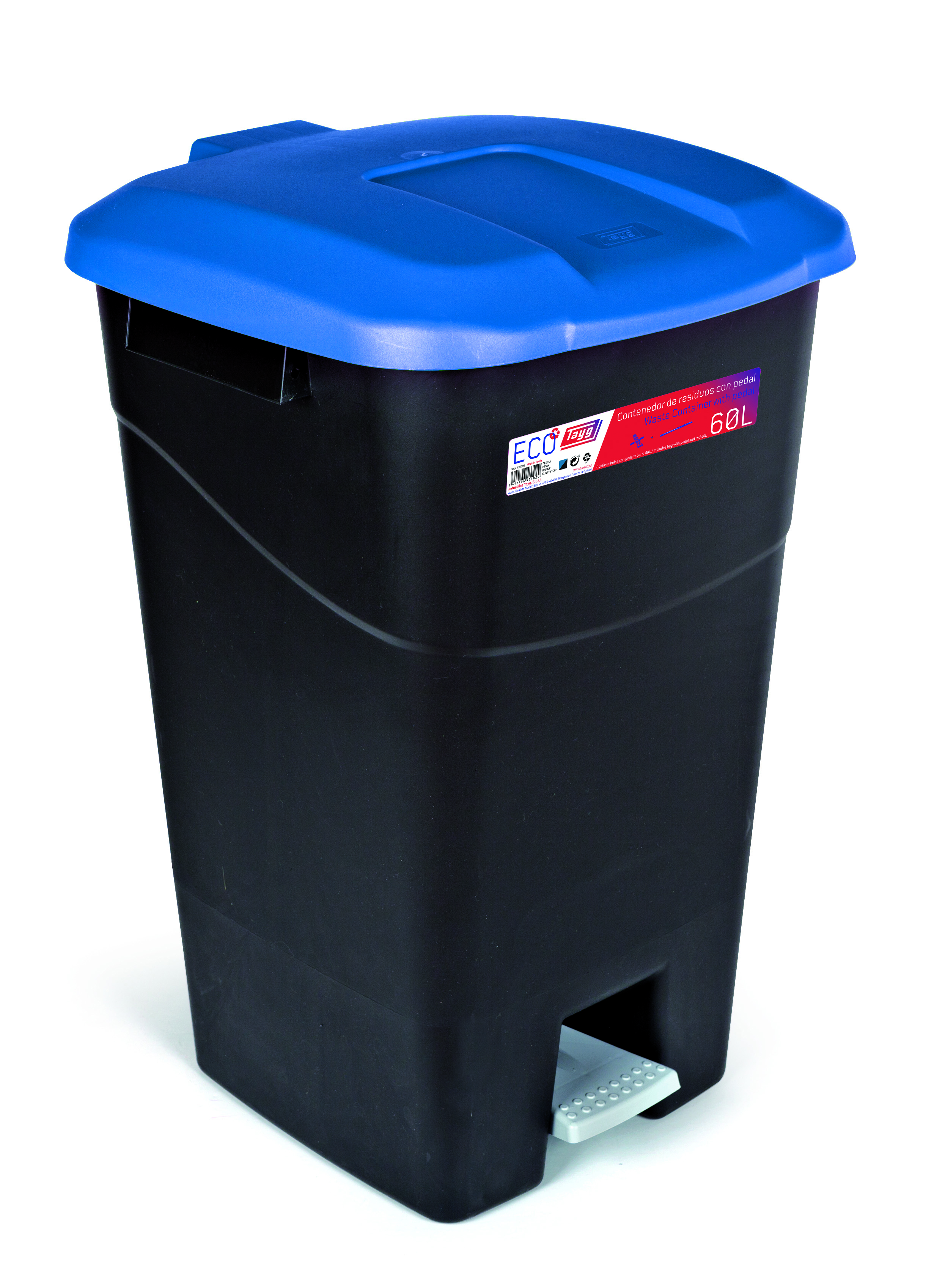 

Ведро для мусора EcoTayg 60л, с педалью, с крышкой, 40*43*65см