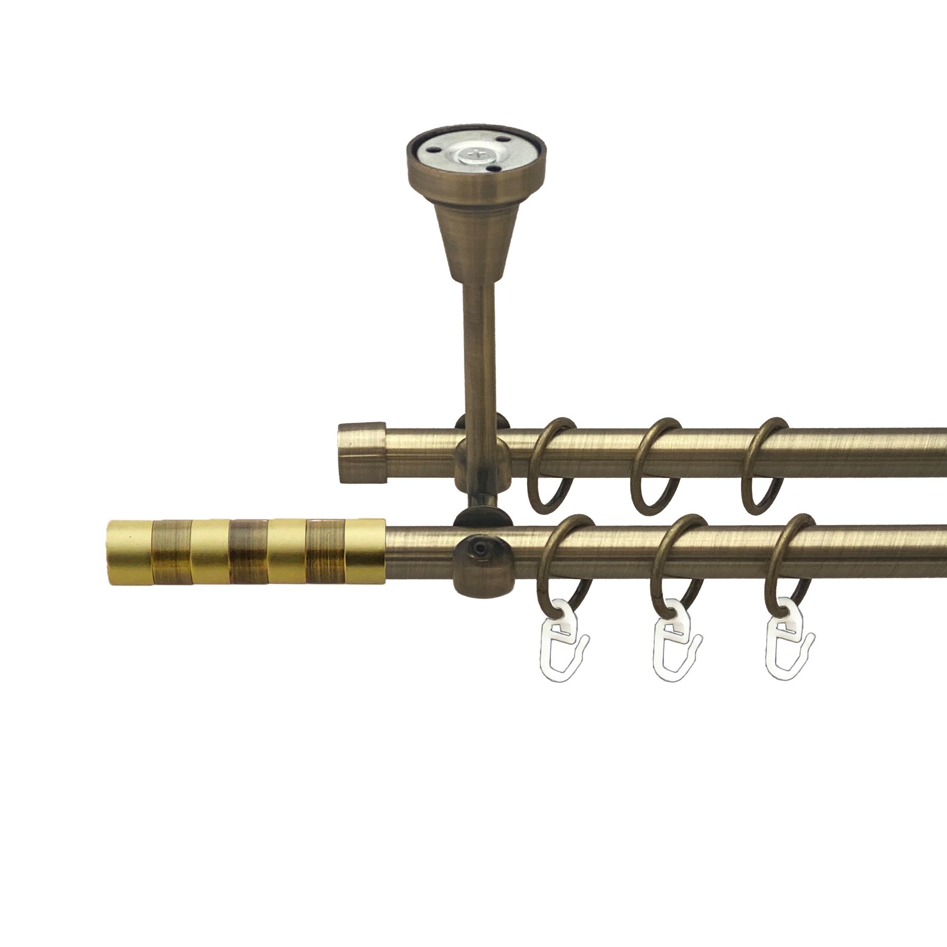 

Карниз Orvit Сігма металевий дворядний відкритий до стелі гладка труба кільце металеве Антик 16\16 мм 200 см (00-00016960)