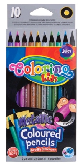 

Олівці кольорові круглі 10 кольорів металік COLORINO 34678PTR