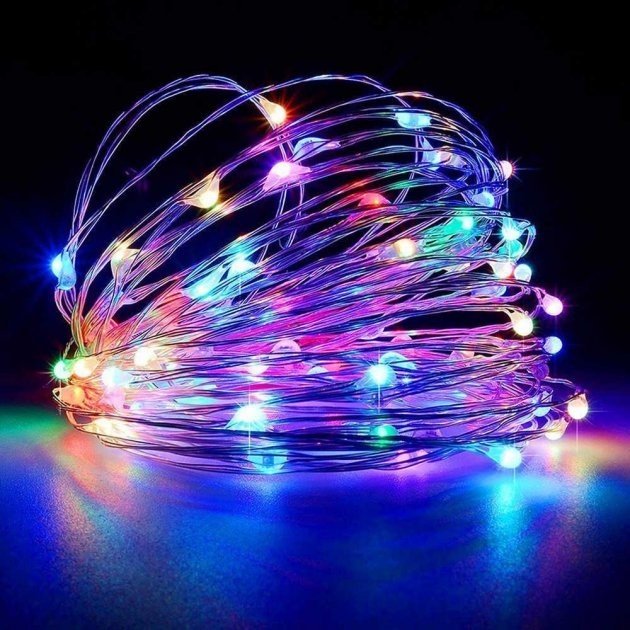 

Гирлянда UKC RD-7106 медная проволока 100LED 10м (контрол.220V) Провод-Серебро, Цвет ламп-Микс
