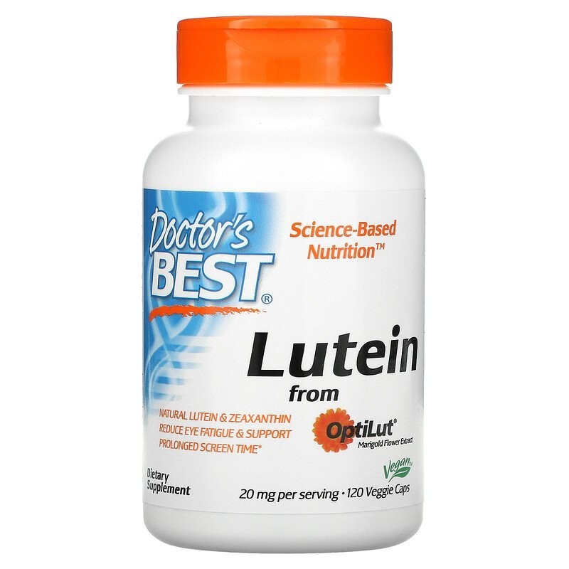 

Натуральная добавка Doctor's Best Lutein from OptiLut 20 мг 120 капсул