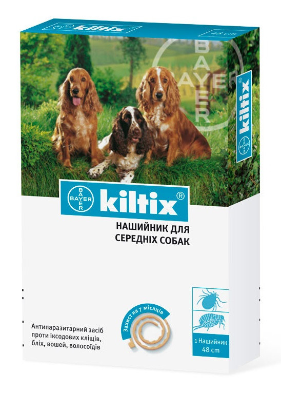 

Ошейник от блох и клещей Килтикс Kiltix Bayer для собак средних пород 48 см