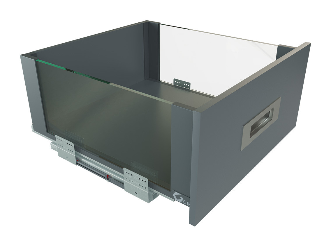 

Выдвижной ящик GIFF PRIME со стеклянными боковинами FlatBox L=450 H=199 графит
