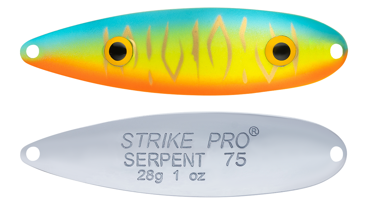 

Блесна колеблющаяся Strike Pro Serpent Double 75M, 75 мм, 18 гр, Двойник-незацепляйка, цвет: A252S Bullfinch Mat Tiger, (ST-010BD#A252S-CP) (145551)