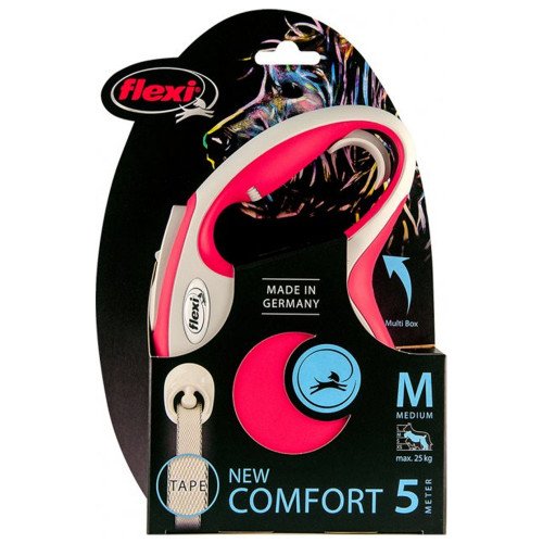 

Рулетка Flexi New Comfort М, для собак, 5 м, лента, красная