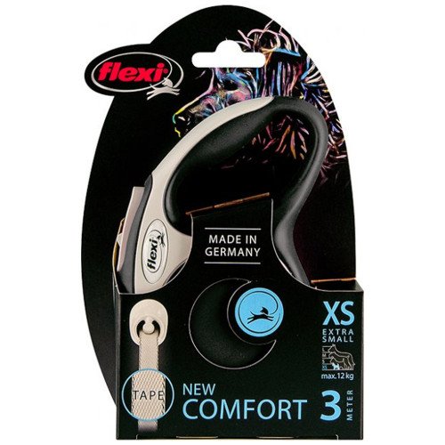 

Рулетка Flexi New Comfort XS, для собак, 3 м, лента, черная