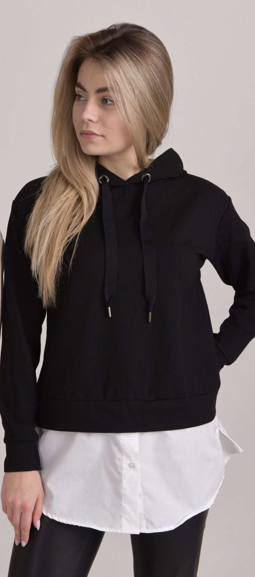 

Худи JOYCE с имитацией рубашки черный