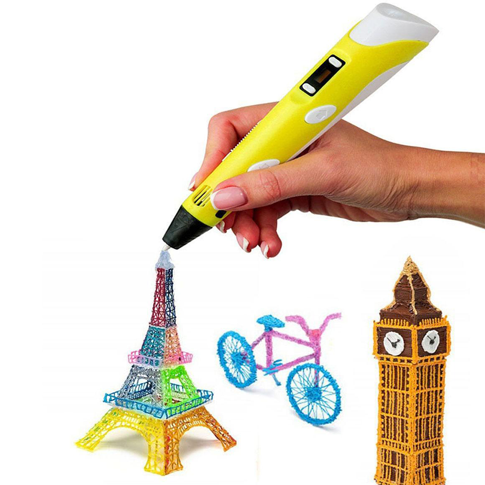 

3D Ручка для рисования трёхмерных картин с экраном Pen Желтый (J-0007)