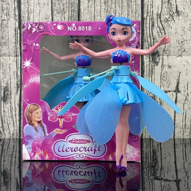 

Летающая кукла фея интерактивная Flying Fairy Летит за рукой Голубая