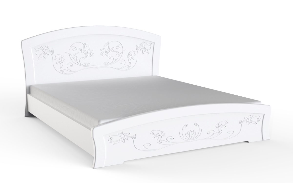 

Кровать полуторная из МДФ 140 Эмилия 1565х2064х1000 мм с ящиками белый супермат Неман (без матраса)