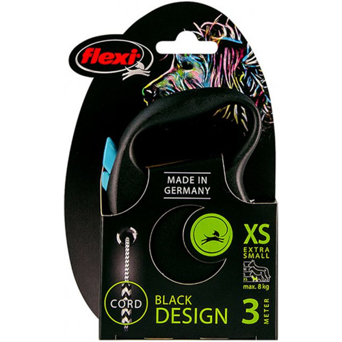 

Рулетка Flexi Black Design XS, для собак, 3 м, трос, синяя
