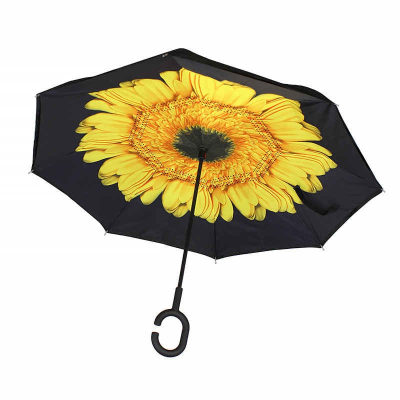 

Зонт Lesko Up-Brella Цветок Желтый двусторонний двойной купол обратное сложение умный зонт антизонт