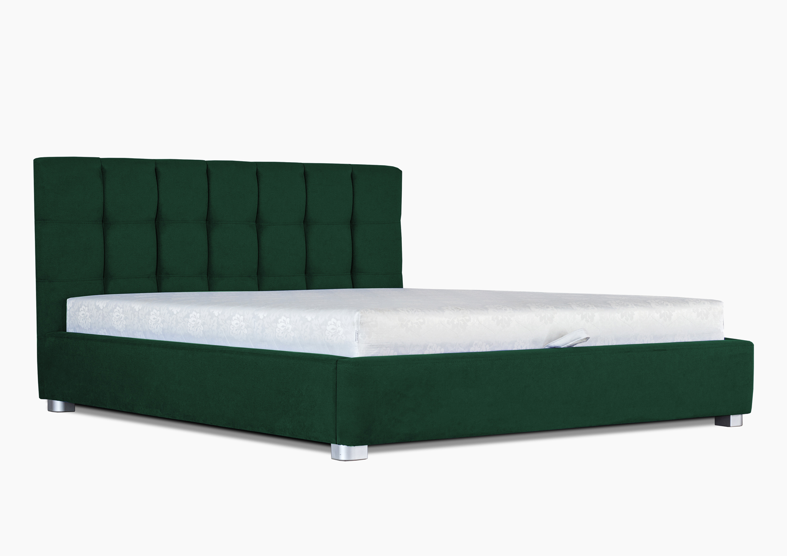 

Кровать двуспальная с металлическим каркасом и мягким изголовьем из ДСП и ДВП 180х200 Верона обивка ткань темно-зеленый Eurosof (без матраса и ниши)