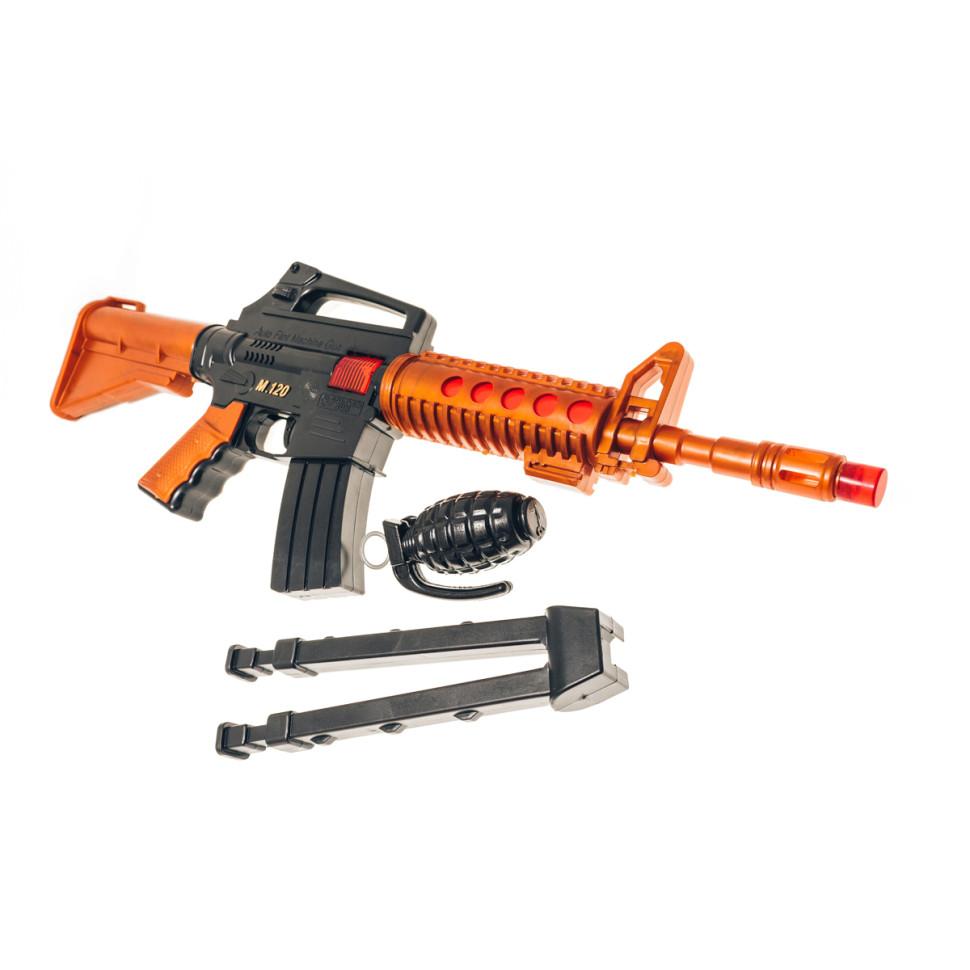 

Автомат-трещотка детский "M120" Golden Gun 107974 (805) с гранатой