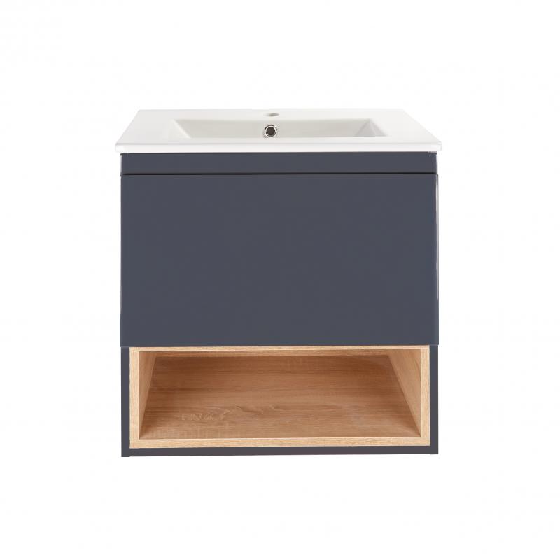 

Комплект Qtap Robin 600х580х437 Graphite/Whitish oak тумба подвесная + раковина врезная QT1372TPВ6002GWO SD00045880