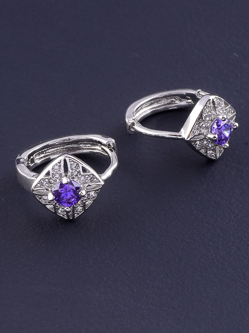 

Серьги с фиолетовым фианитом с прозрачным фианитом Xuping №9063527