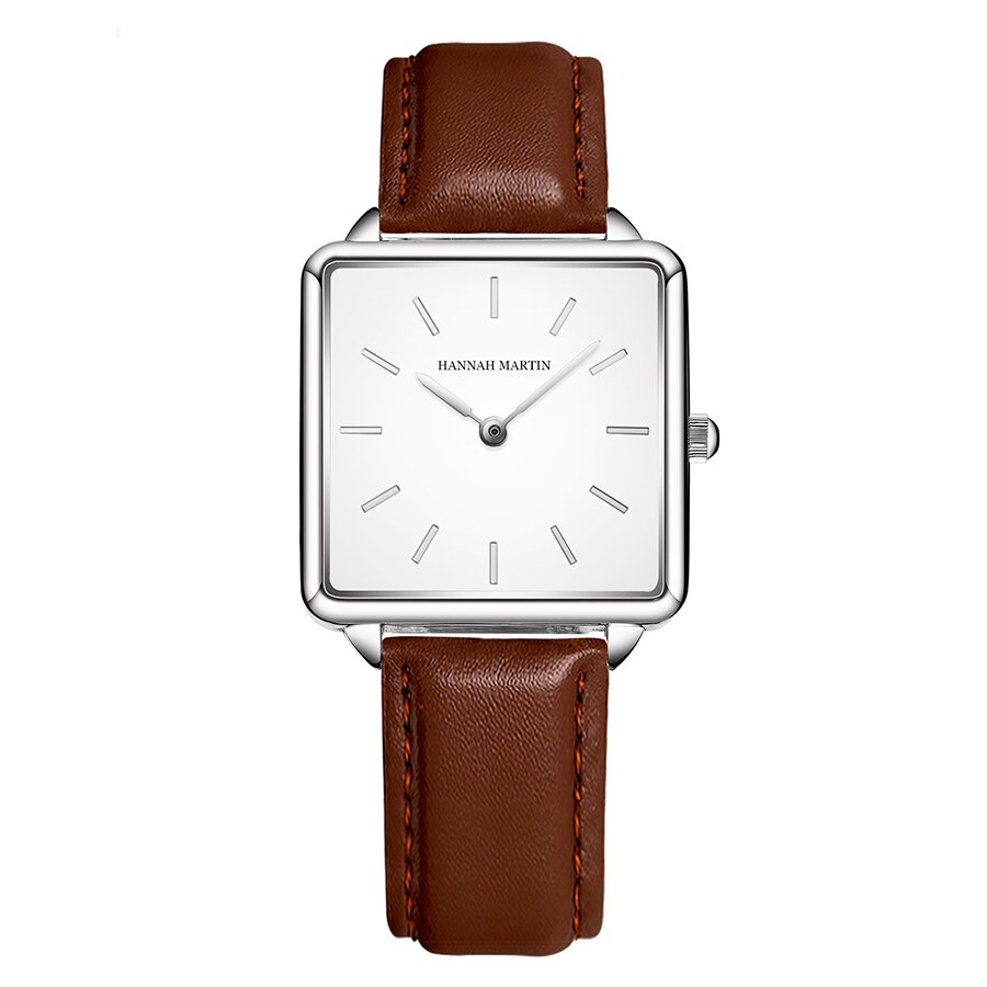 

Женские часы Hannah Martin square brown/silver