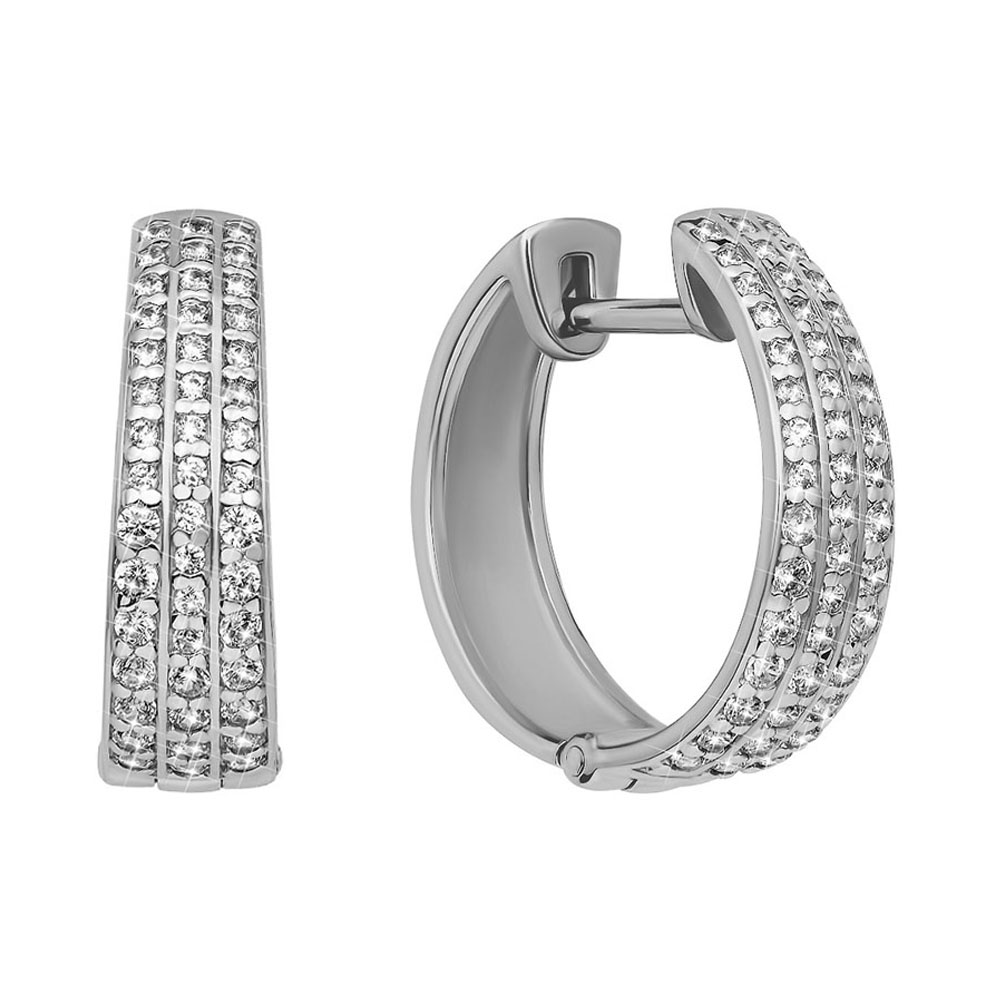 

Золотые серьги-колечки в белом цвете с фианитами, d 17мм 000129335