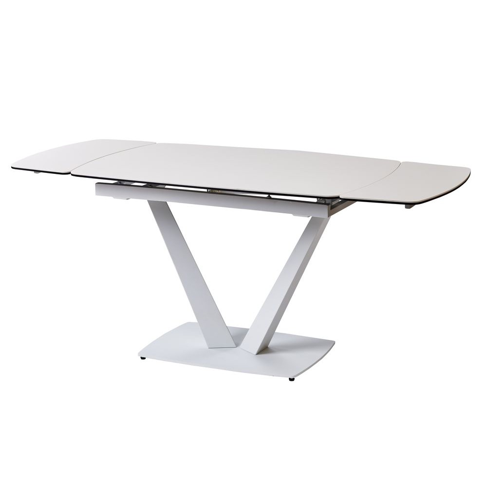 

Стол обеденный раскладной в гостиную, кухню Elvi Pure White 120(+60)x80x76 см керамика, металл белый Concepto