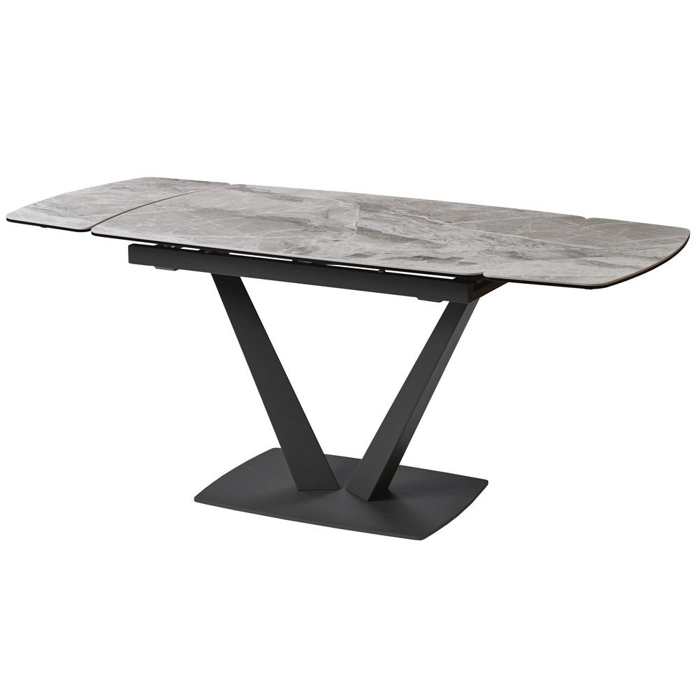 

Стол обеденный раскладной в гостиную, кухню Elvi Light Grey 120(+60)x80x76 см керамика светло-серый, металл серый Concepto