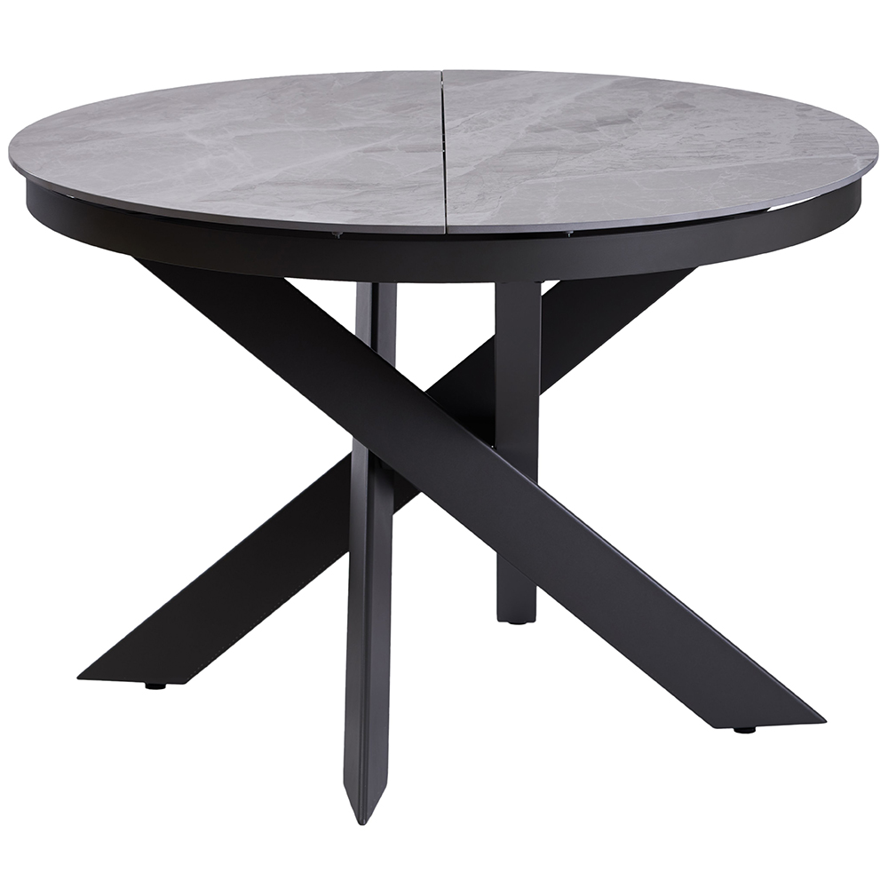 

Стол круглый обеденный раскладной в гостиную, кухню Moon Light Grey 110(+30)x110x76 см керамика светло-серый, металл серый Concepto