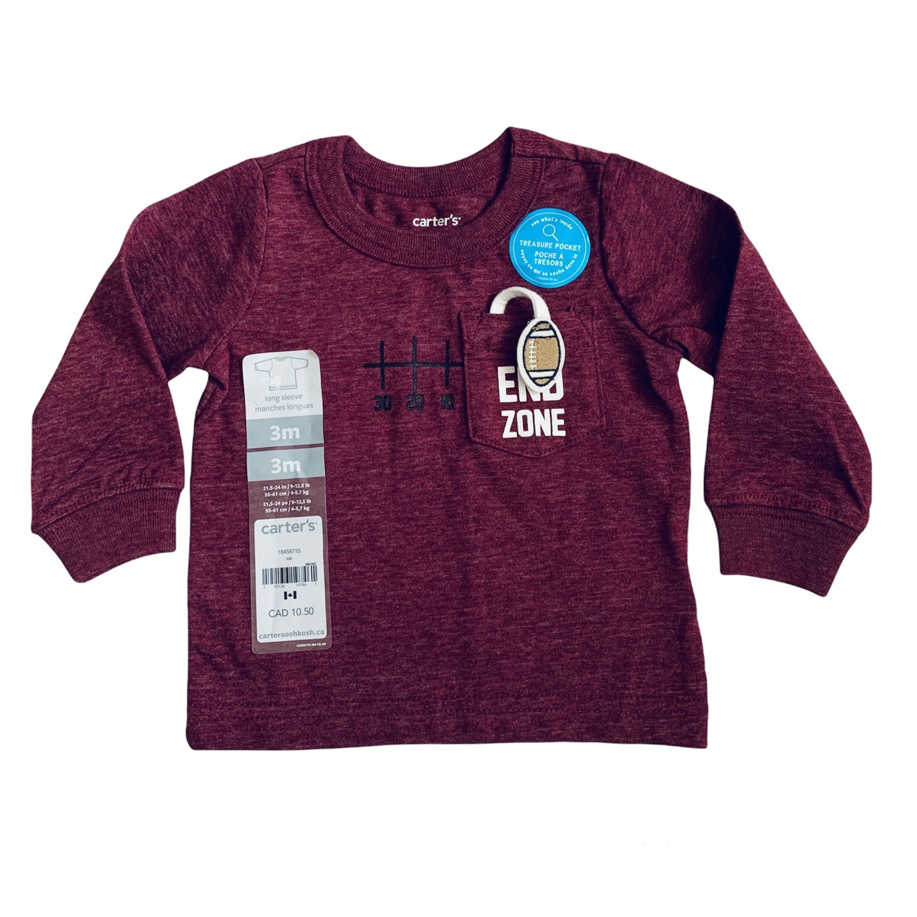 

Лонгслив Carters 18 мес 76-81 см Бордовый
