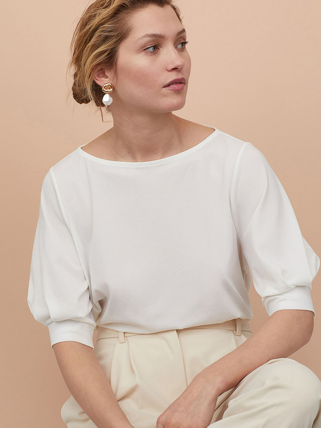 

Блузка H&M 664074b39  Молочная, Блузка H&M 664074b39 L Молочная