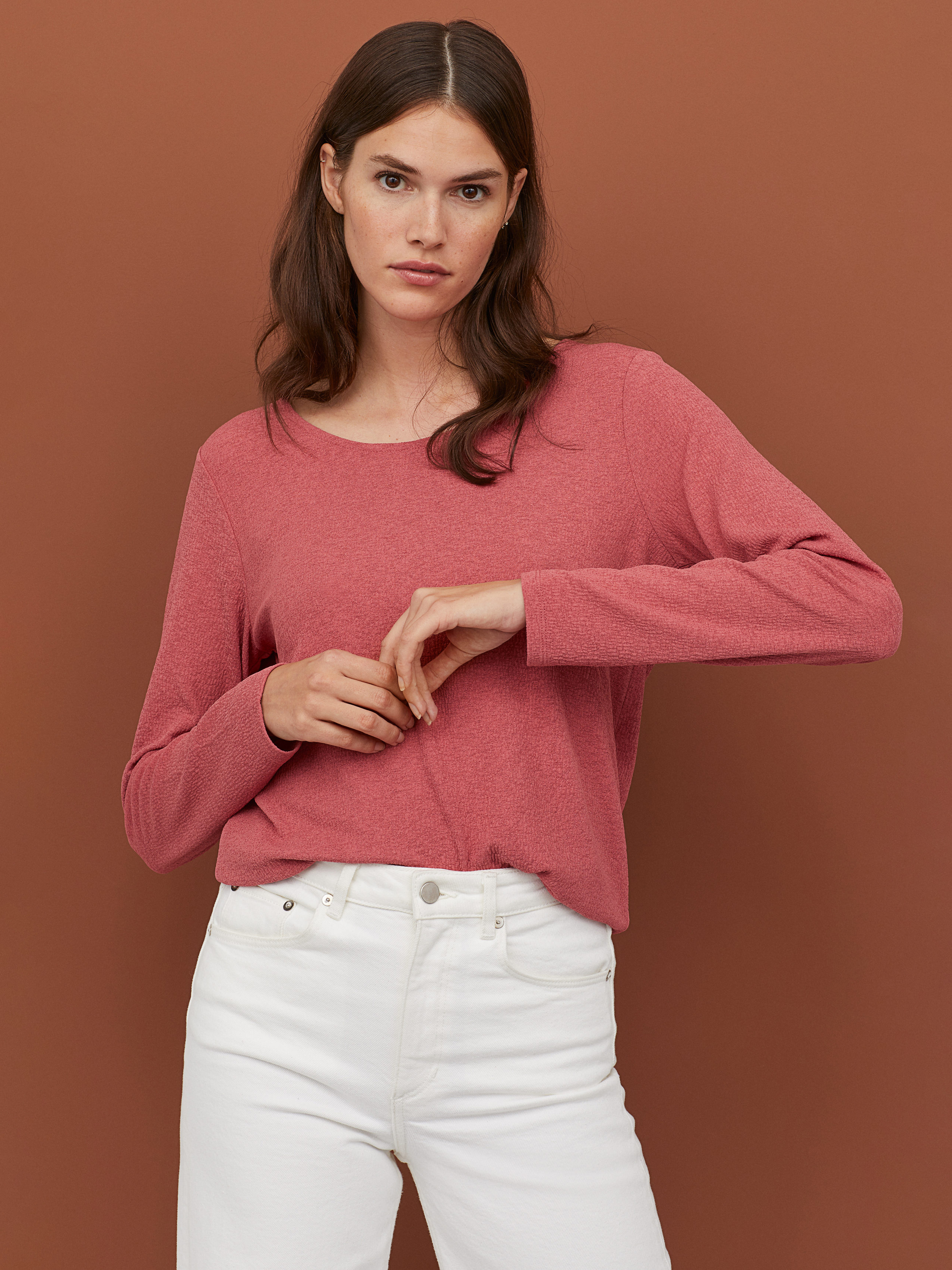 

Лонгслив H& 808509002b39  Терракотовый, Лонгслив H&M 808509002b39 M Терракотовый