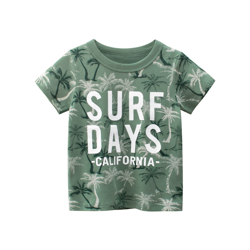 

Футболка для мальчика с растительным принтом и надписями зеленая Surf Days 27 KIDS (120) Зеленый