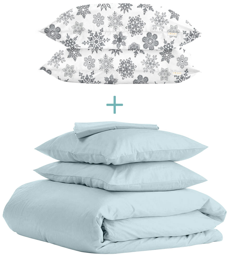

Комплект Cosas Ranfors Light Blue + подарок наволочки 2 шт Snowflakes Grey
